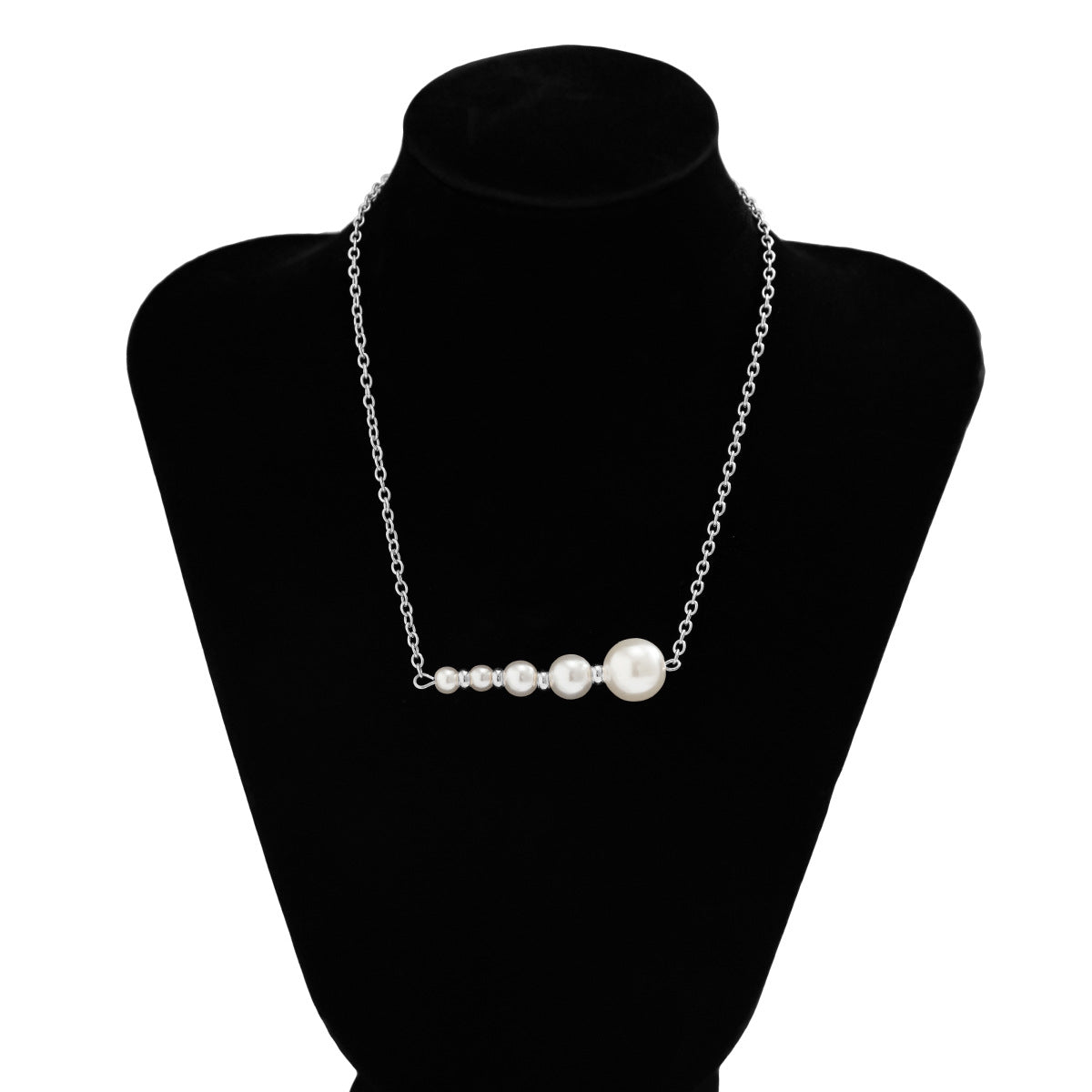 Minimalist Geometric Beaded Pendant Necklace for Women with Plastic Resin Beads and Cross Chain