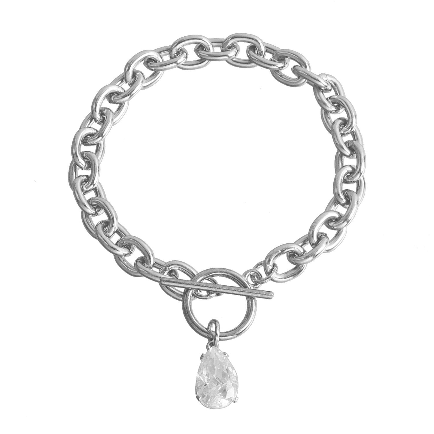 Minimalist Geometric Black and White Mother-of-Pearl Bracelet for Women with Alloy Chain and Plated Finish