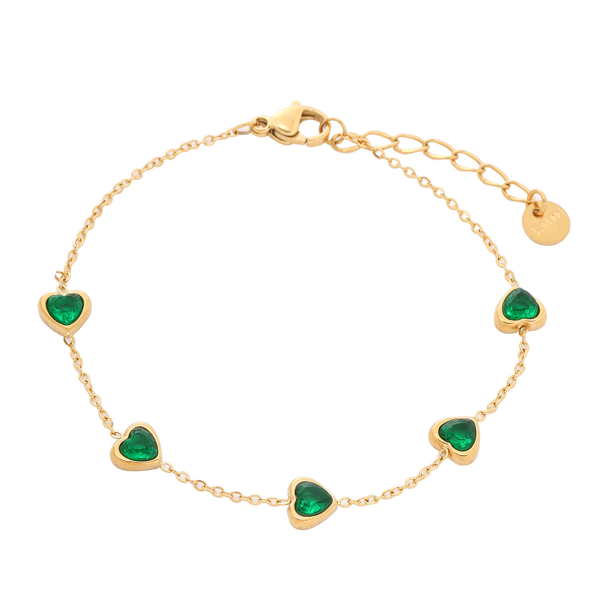 Fashionable Heart-Shaped Zirconia-Embellished Stainless Steel Bracelet for Women with Plated Finish Minimalist Luxury Style