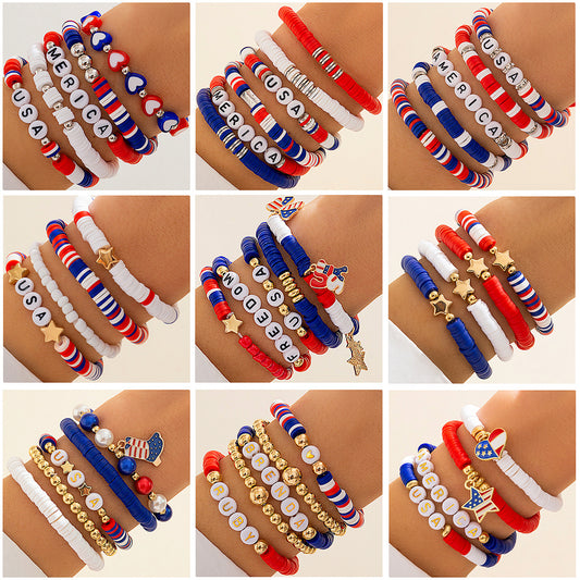 Set di Bracciali da Donna con Lettere in Resina Colorata, Stelle e Perline Geometriche
