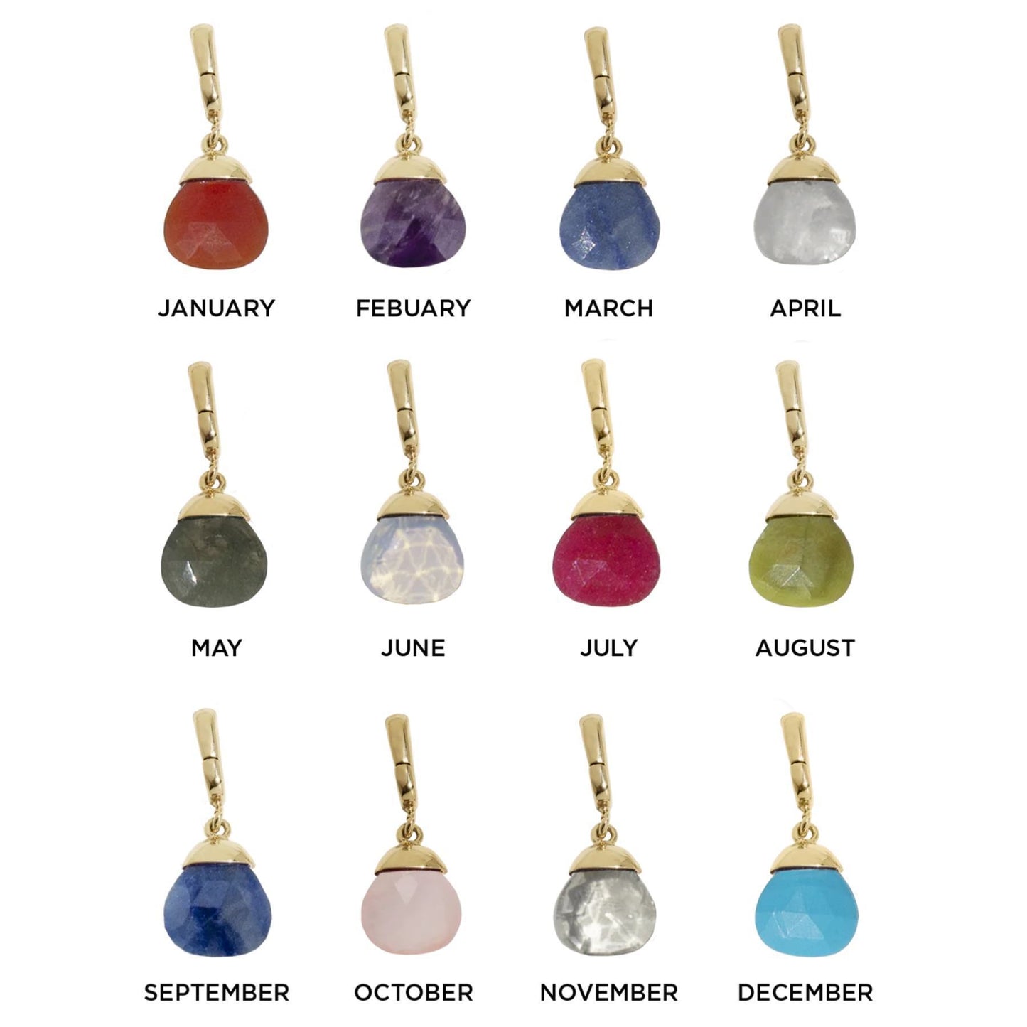 Colorful Birthstone Cubic Zirconia Teardrop Plated Stainless Steel Necklace