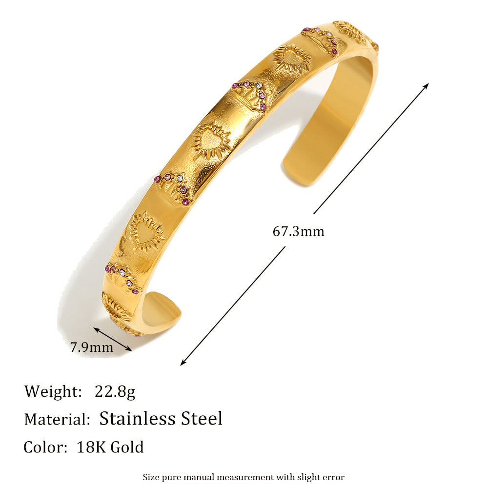 Elegant Geometric 18K Gold Plated Stainless Steel Ring Bracelet Earring Set for Women