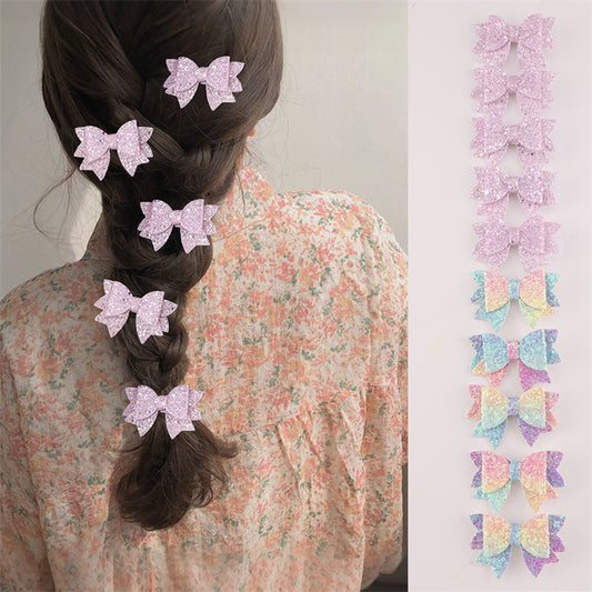 Fermaglio per capelli con fiocco doppio strato stile naturale per bambine con molletta a becco d'anatra in resina plastica, perfetto per bambini dai 3 ai 10 anni