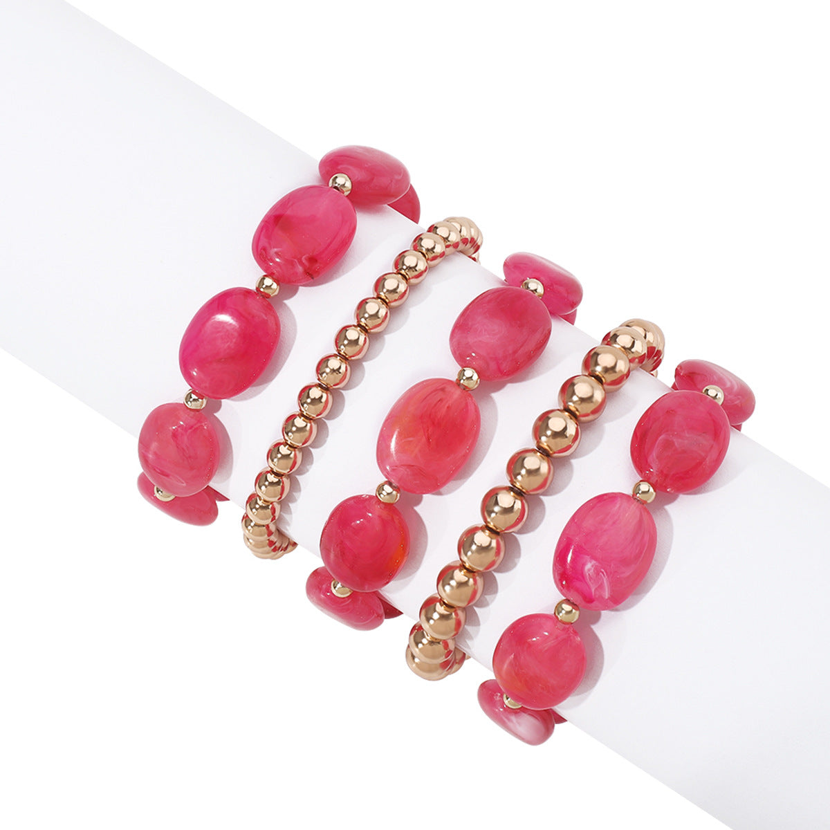 Pulsera Bohemia Geométrica de Cuentas con Piedras de Jade Artificial Brazalete Elástico Hecho a Mano para Mujer