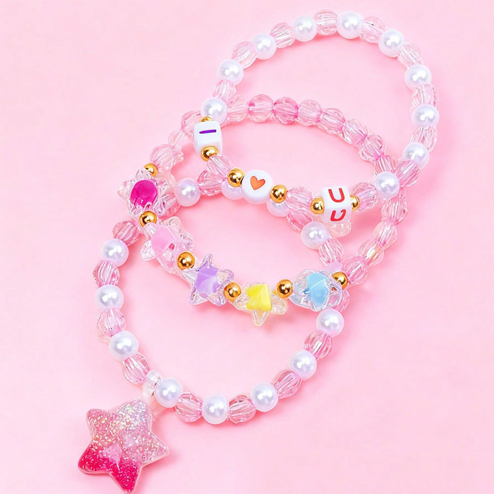 Bracciale in resina per bambine dai 3 ai 10 anni, stile cartone animato, a forma di cuore, stella e farfalla, con ciondolo a unicorno