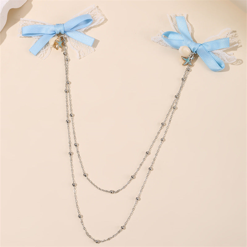 Fermaglio per capelli a fiocco con nappe e rete arricciata per bambine accessorio per capelli per bambine di ispirazione vintage