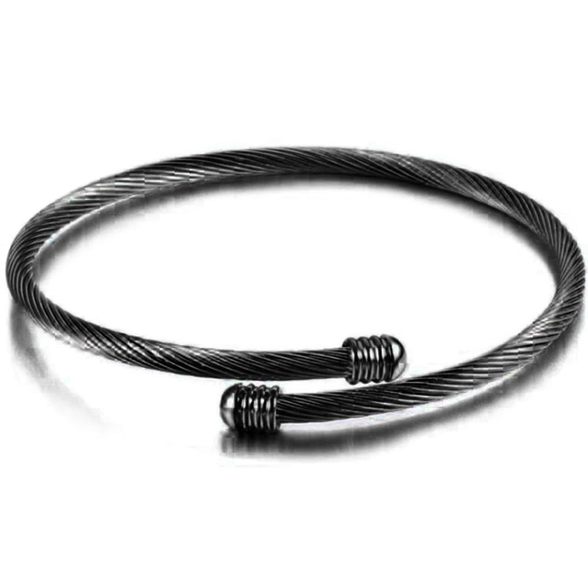 Minimalist Stainless Steel Wire Open Cuff Bracelet with Polished Finish Adjustable for Women