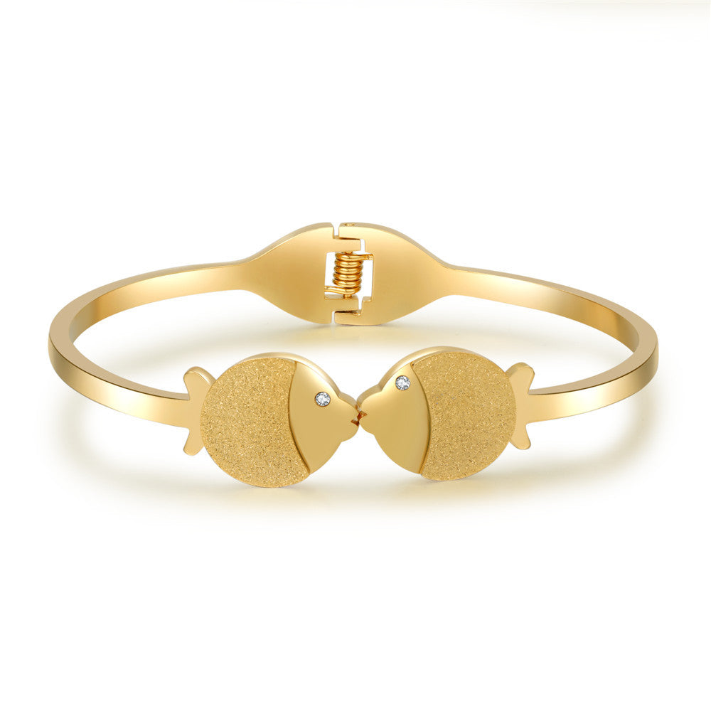 Gold Plated Titanium Steel Fish Shape Bracelet