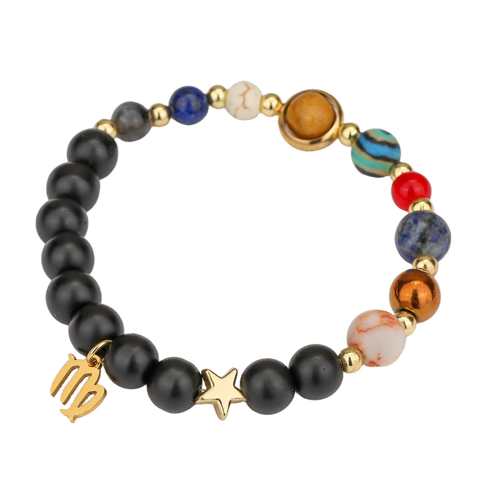 Constellation Geometric Stainless Steel and Alloy Beaded Bracelet with Natural Gemstone for Unisex