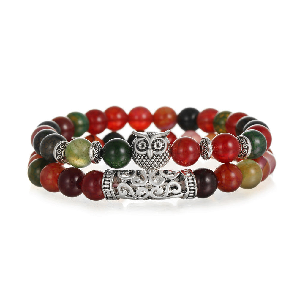 Animal Tiger's Eye Volcanic Stone Stretch Bracelet Set Unisex