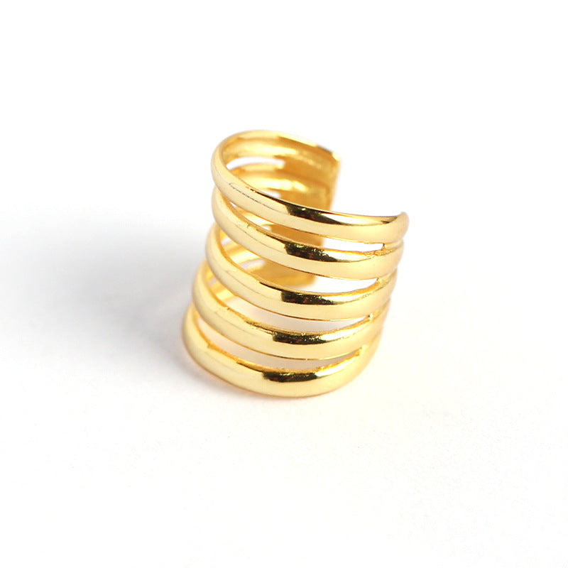 Sweet-Edgy Geometric Line-Designed S925 Sterling Silver Clip-On Ear Cuffs for Non-Pierced Ears
