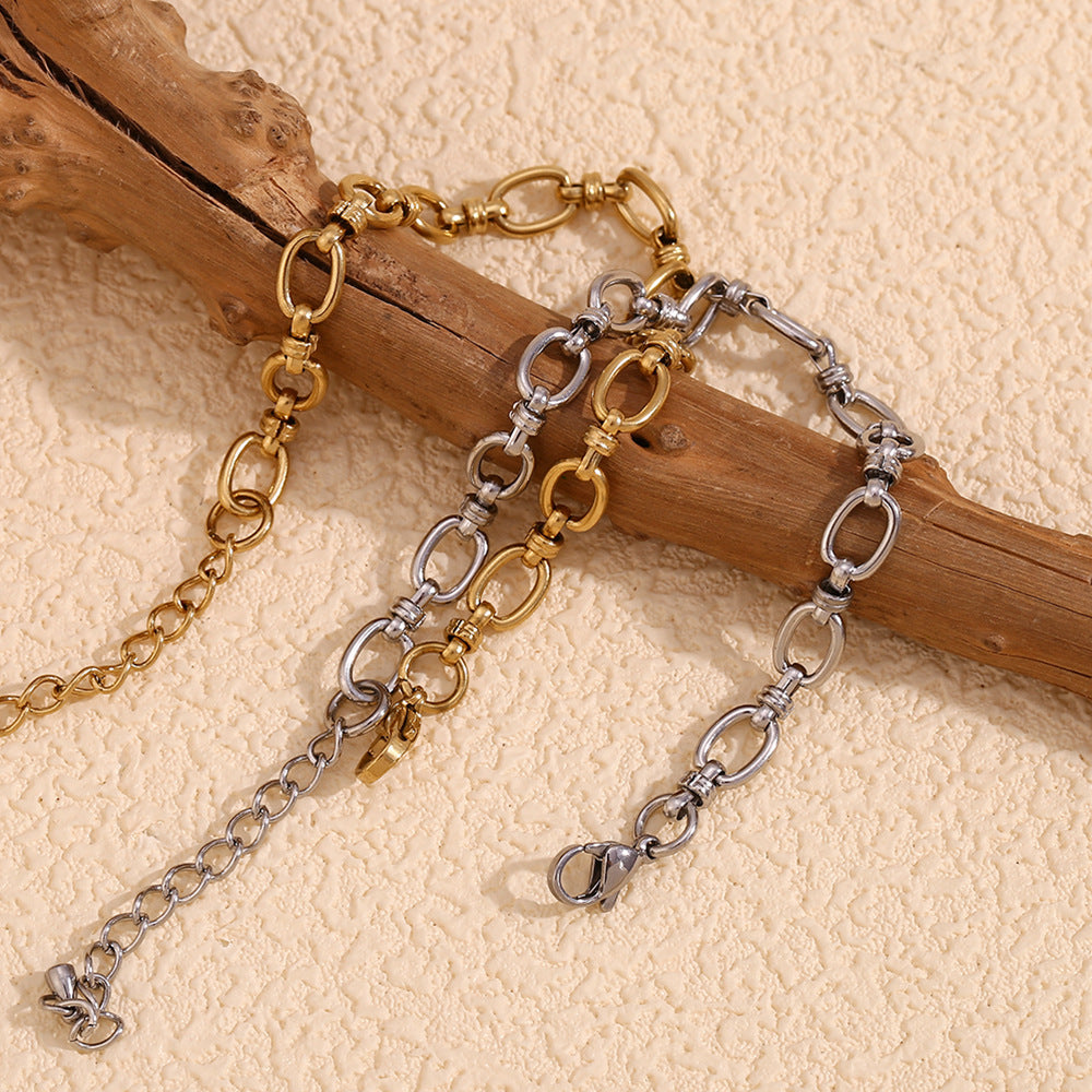 Bracciale da donna placcato oro 14K con croce e chiusura a moschettone in acciaio inossidabile geometrico minimalista