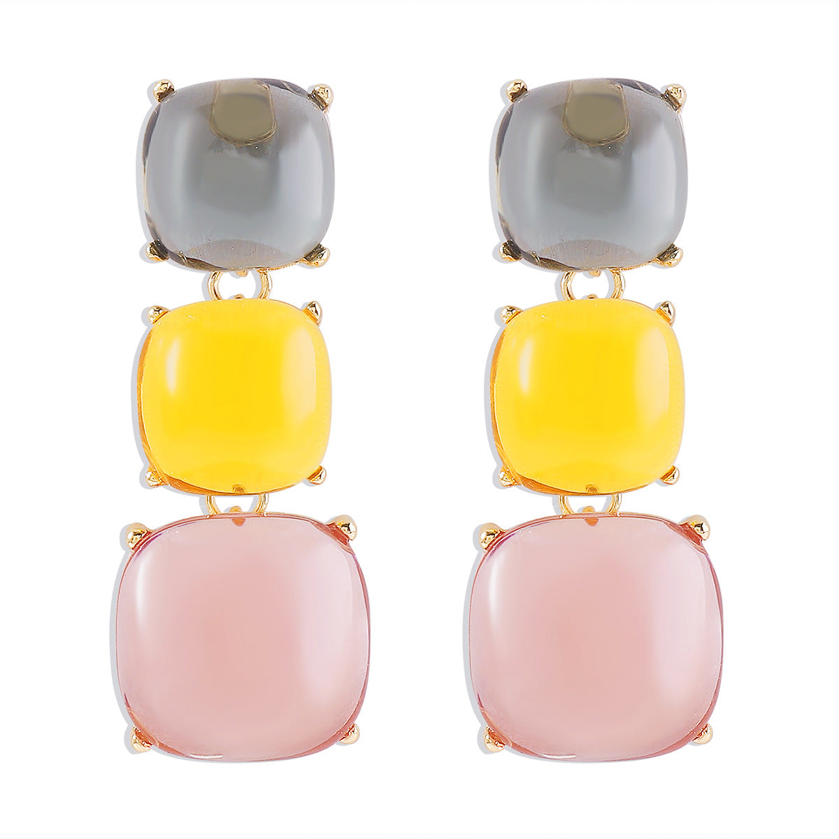 Conjunto de gargantilla geométrica acrílica dulce y atrevida con pendientes a juego para mujer