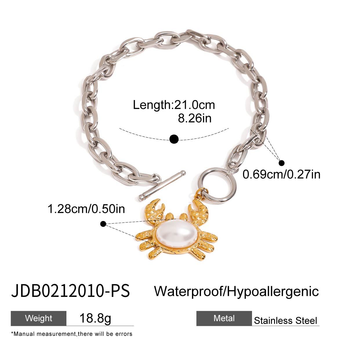 Minimalist Titanium Steel Crab Animal Pendant Necklace Bracelet Earrings Set Plated Ocean Theme Jewelry for Women