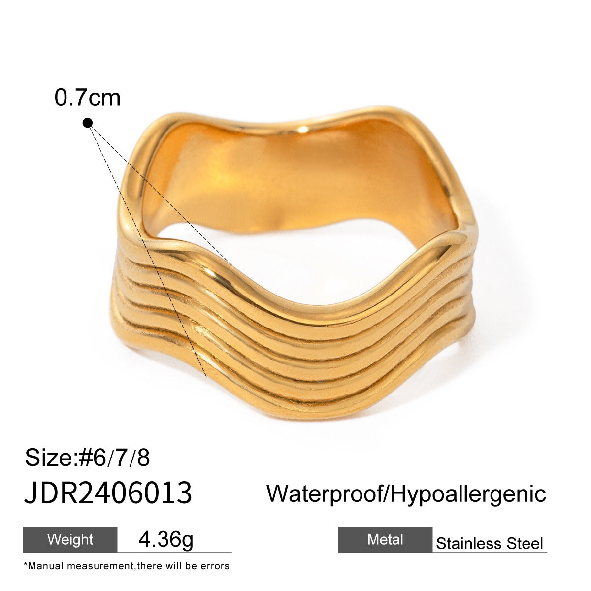 Elegant 18K Gold Plated Geometric Stainless Steel Ring for Women