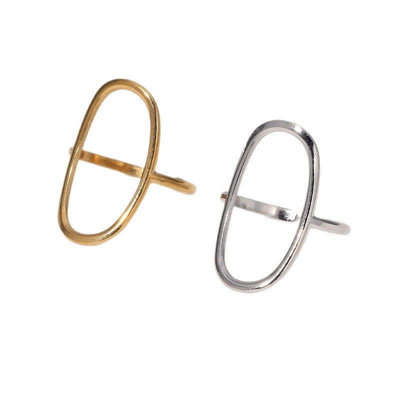 Minimalist Geometric Hollow Open Ring 18K Gold Plated Stainless Steel Fashion Jewelry for Women