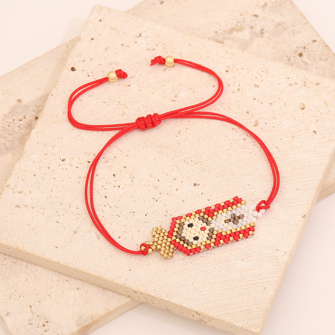 Bracciale in Vetro Intrecciato a Mano con Personaggio dei Cartoni Animati e Design della Vergine Maria per Donna