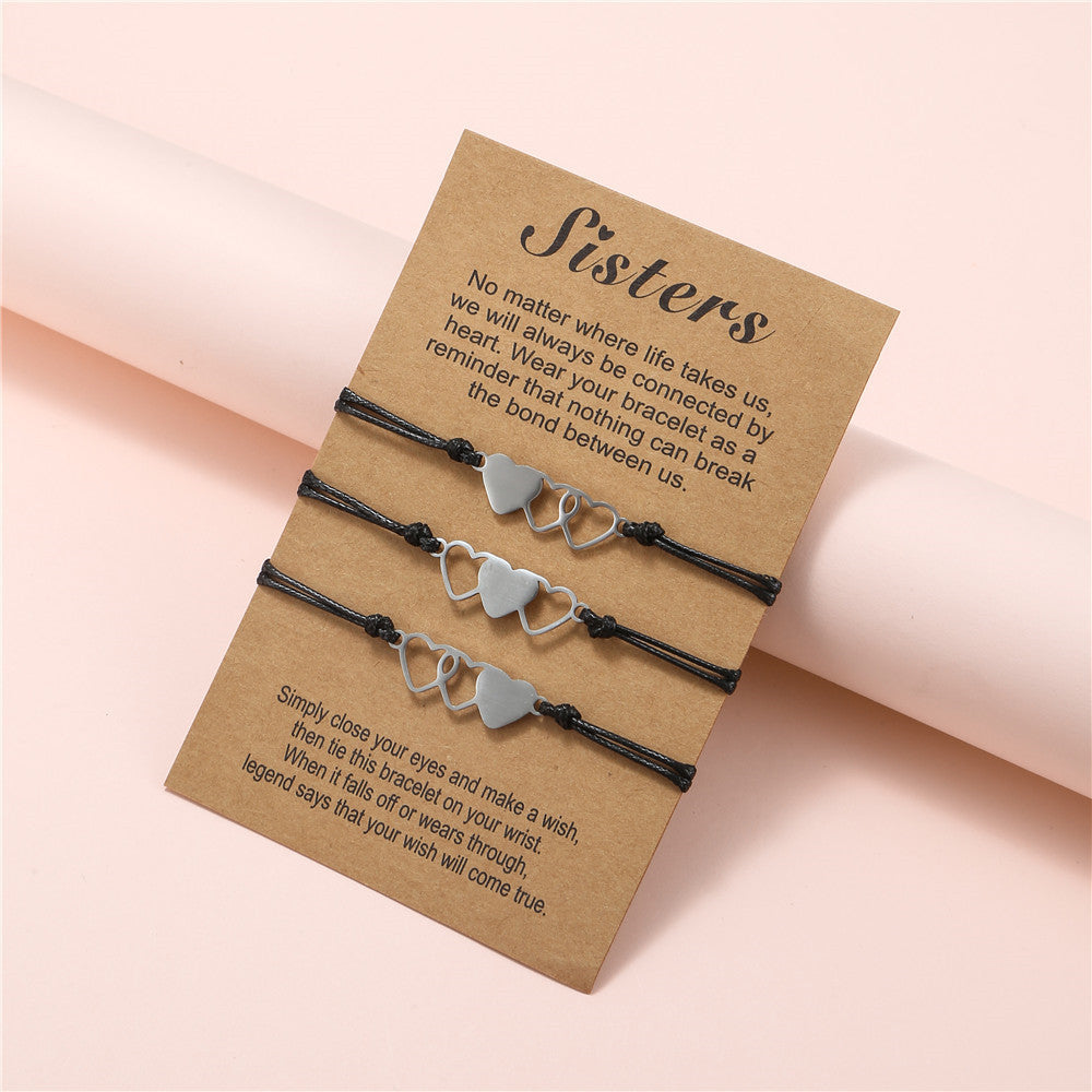 Heart Geometric Titanium Steel Bracelet Set