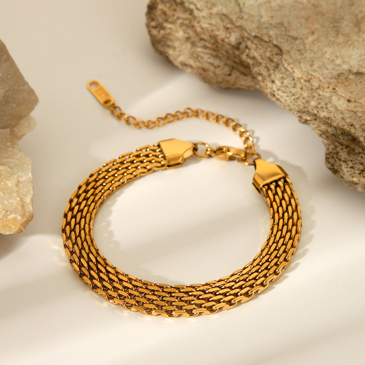 Ins Style Geometric Titanium Steel Plated 18K Gold Stainless Steel Bracelet for Women
