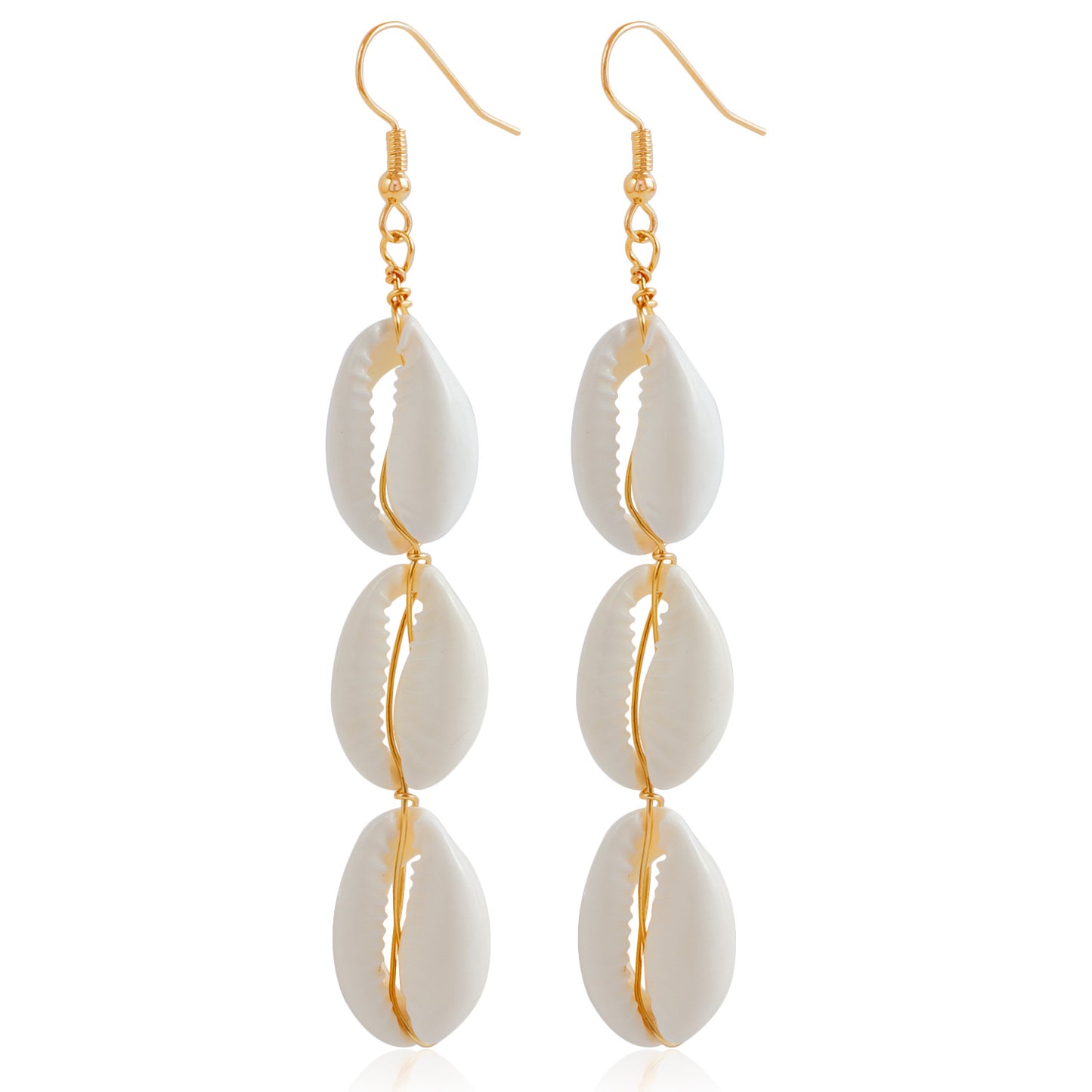 Minimalist Beach-Inspired Natural White Shell Earrings for Women with Geometric Shape and Plated Finish