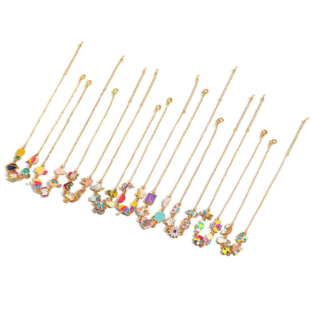 Collana per Bambini con Ciondolo a Forma di Animale in Lega con Finitura Smaltata, Design a Catena Trasversale, Lunghezza Regolabile per Bambine dai 3 ai 10+ Anni