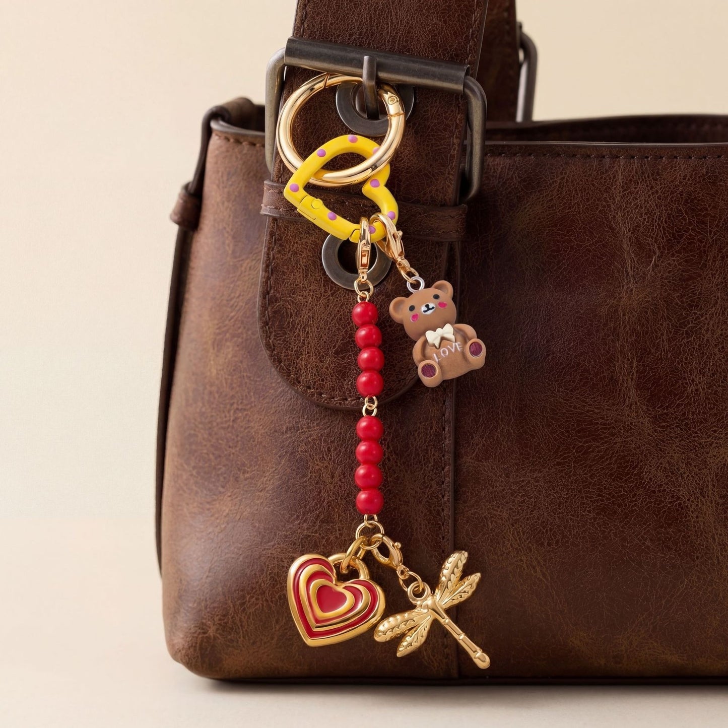 Gold Plated Alloy Heart Chain Strap with Pearl Inlay for Bags