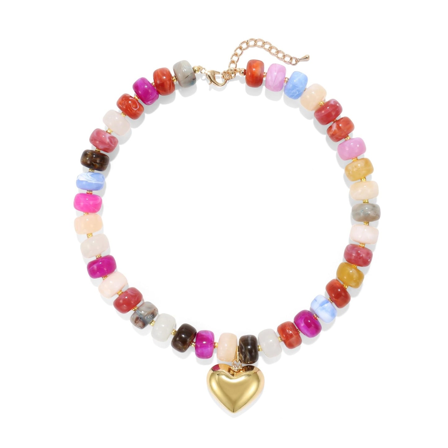 Fashionable Geometric Heart Acrylic Beaded Necklace for Women Casual Daily Wear Cable Chain