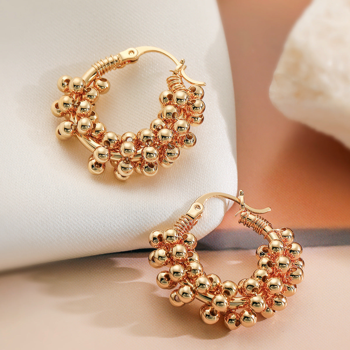Orecchini a Cerchio Geometrici Minimalisti in Rame con Placcatura in Oro da Donna