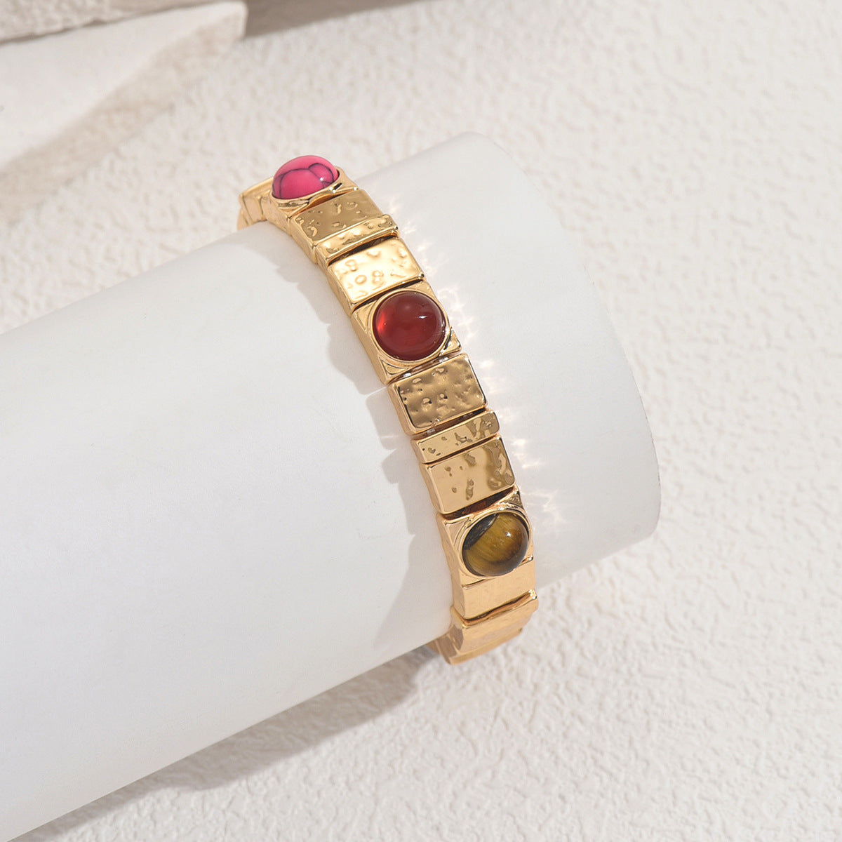Pulsera de aleación con diamantes de imitación de estilo vintage, geométrica, para mujer, con detalles redondos y de lunares