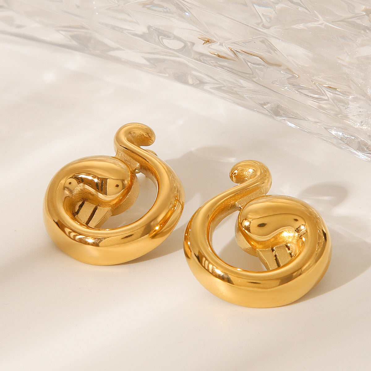 Geometric Note Stainless Steel Earrings for Women with Plated Finish