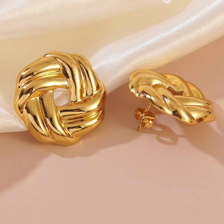 Elegant Minimalist Heart Geometric Stamped Stainless Steel Earrings for Women
