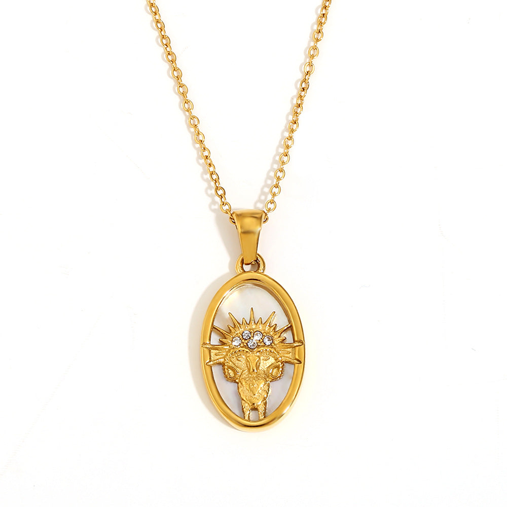 Collana con Pendente a Cuore Floreale Vintage in Agata Rossa da Donna con Catena in Acciaio Inox e Placcatura in Oro 18K
