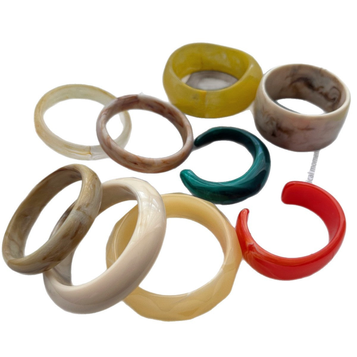 Streetwear Vintage Round Resin Drip Oil Open Cuff Bracelet Geometric Design