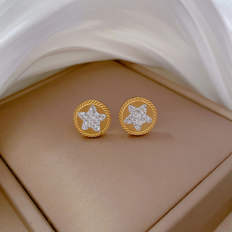 Minimalist Geometric Star-Shaped Titanium Steel Stud Earrings with Plating Finish for Women