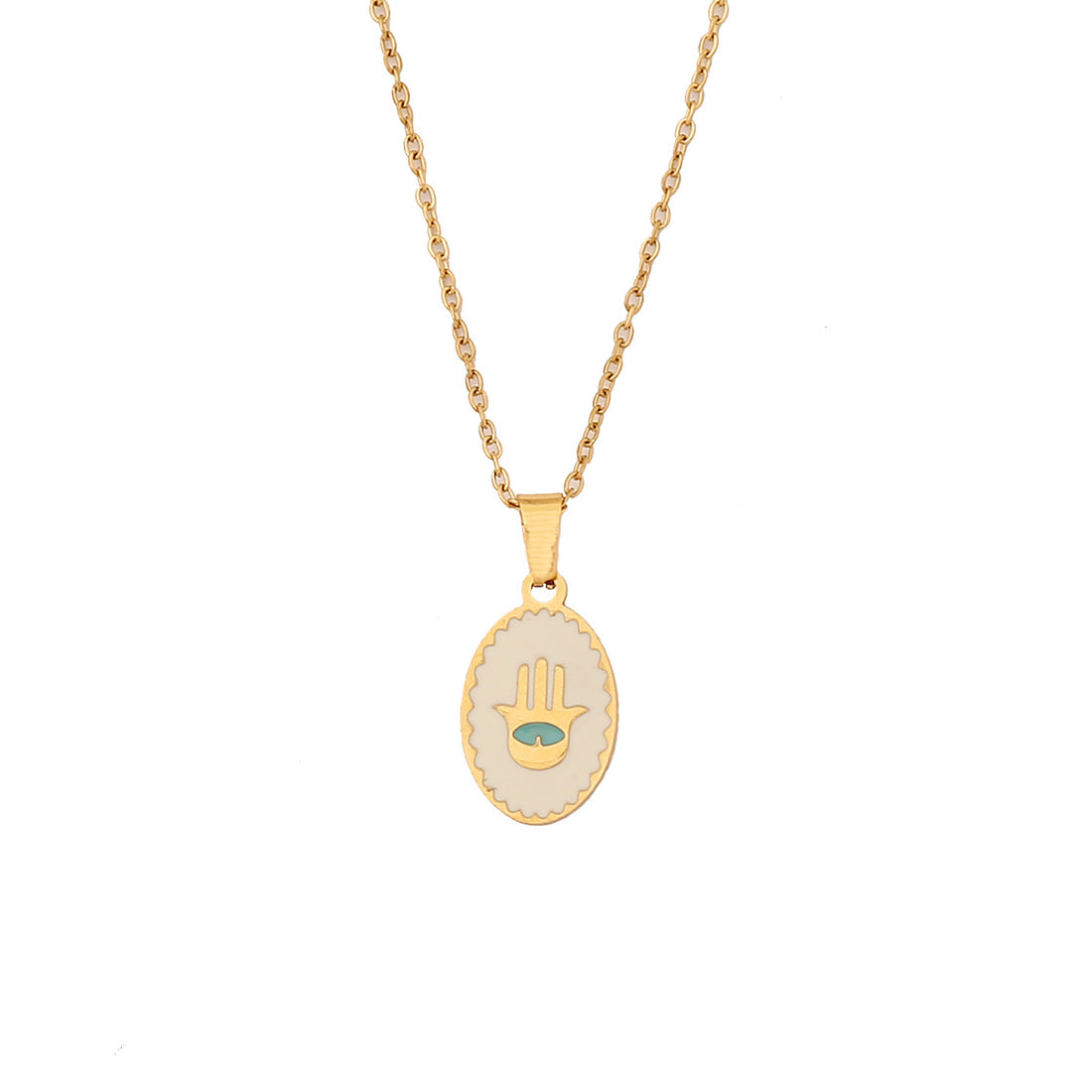 Collana Personalizzata in Acciaio Inossidabile con Smalto Geometrico a Occhio