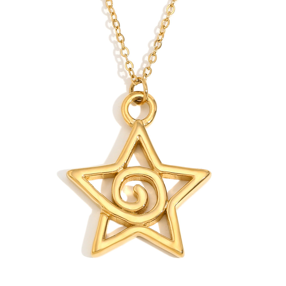 Elegant Business 18K Gold Plated Star Stainless Steel Necklace for Women