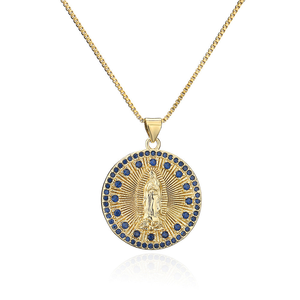 Minimalist Geometric Copper Pendant Necklace with 18K Gold Plating and Micro-Paved Zirconia for Women