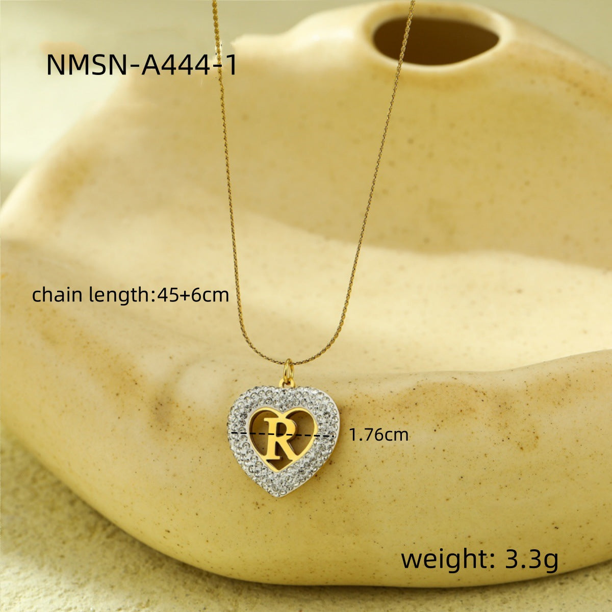 Collar de Acero Inoxidable con Colgante de Corazón de Moda con Incrustaciones de Zirconia para Mujer, Cadena Minimalista a la Clavícula con Acabado Chapado