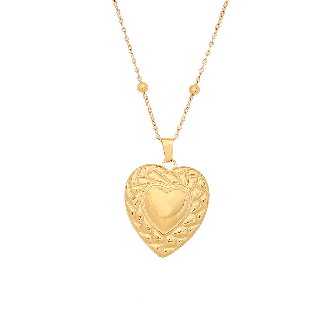 Heart-Shaped Sun Pendant Necklace in Stainless Steel for Women with Romantic and Playful Design