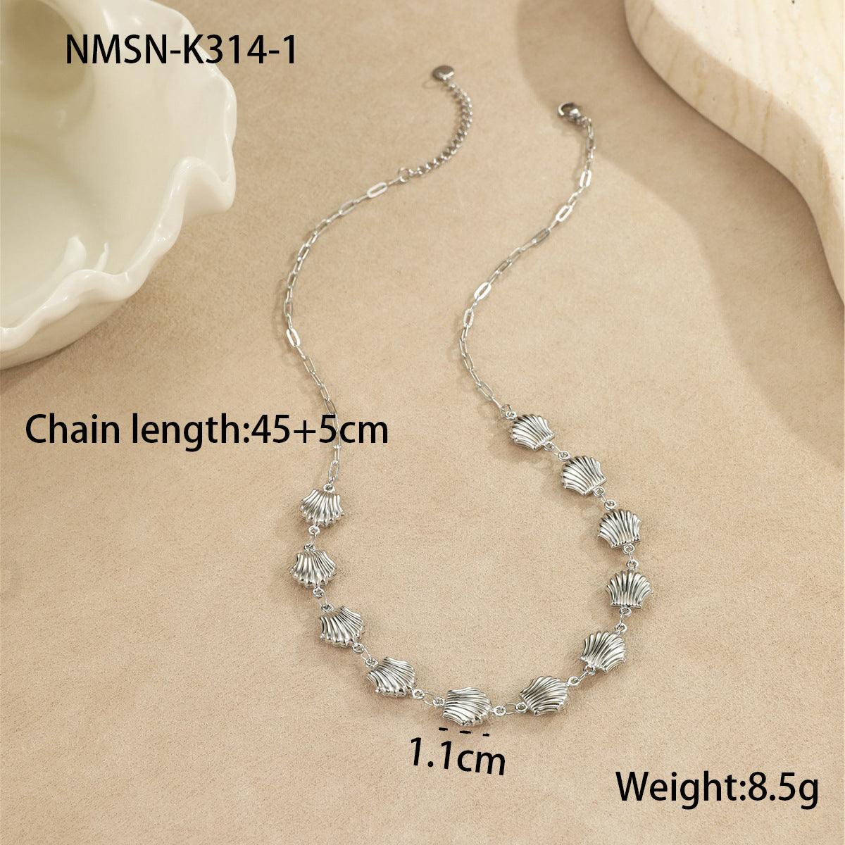 Collar con colgante de estrella de mar y concha marina minimalista de moda en acero inoxidable con acabado chapado para mujer