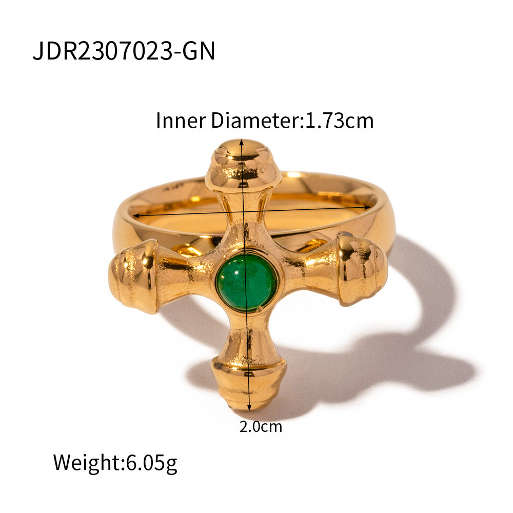 Collana con pendente a croce geometrica minimalista da donna in acciaio inossidabile placcato oro 18 carati