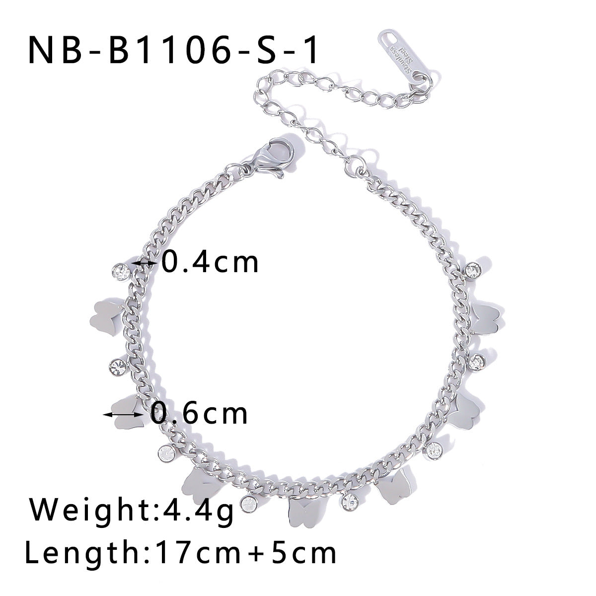 Minimalist French-Style Round Geometric Titanium Steel Bracelet with Rhinestone Inlay and Polished Finish for Women