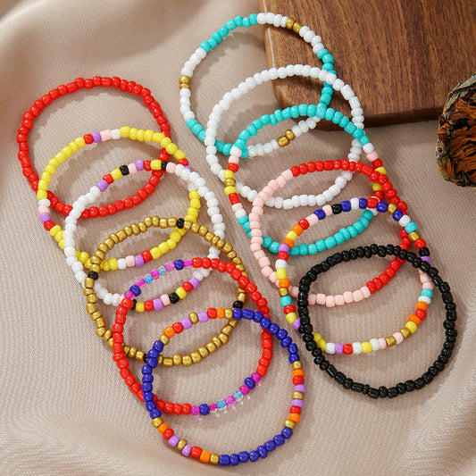 Pulsera Elástica de Cuentas de Moda con Cuentas Redondas para Mujeres y Hombres Estilo Geométrico Minimalista Joyería de Mano