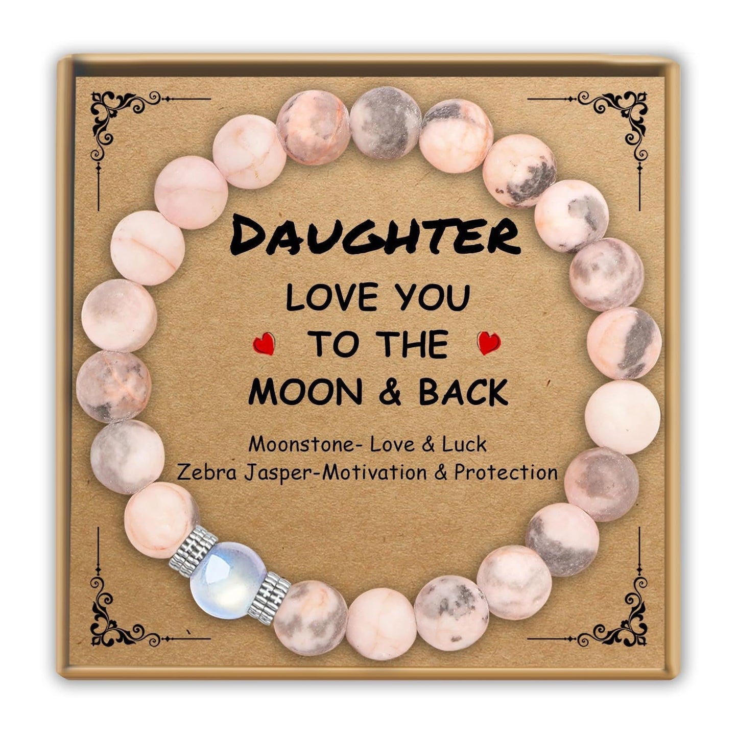 Fashion Casual Round Tree of Life Moonstone Beaded Bracelet Rose Gold Plated Unisex Jewelry
