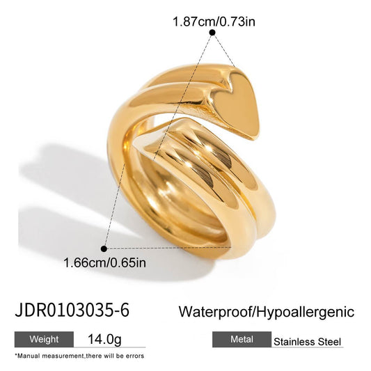 Anello da donna in acciaio inossidabile placcato con cuore geometrico
