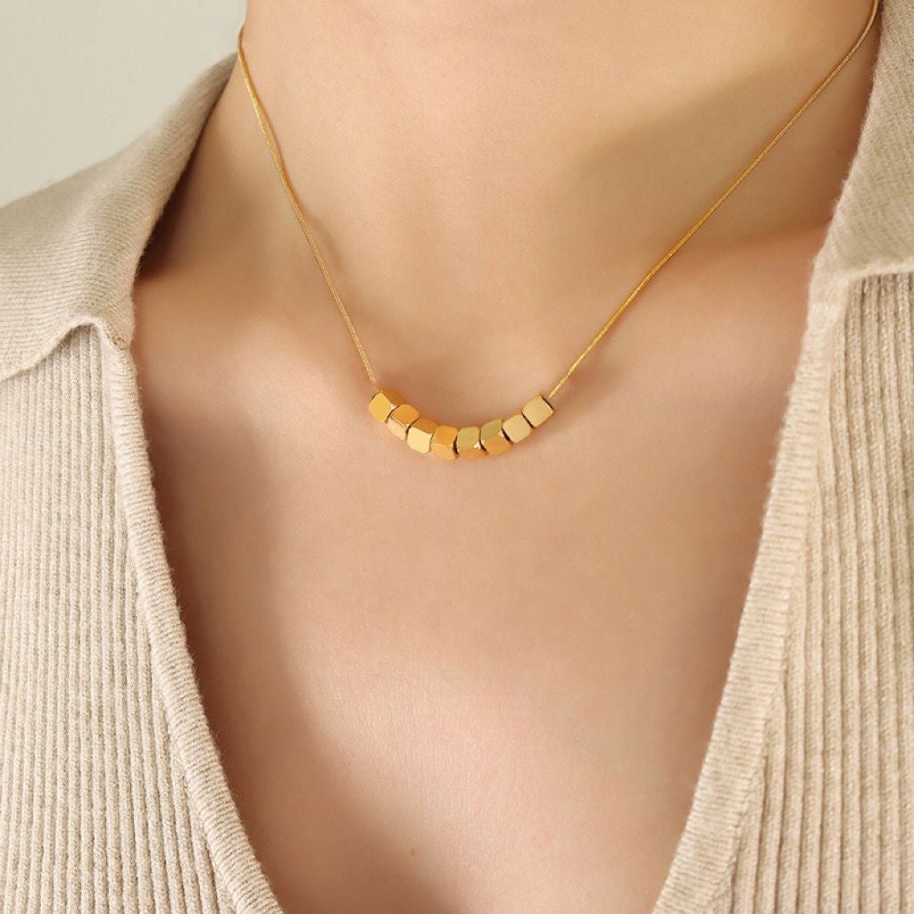 Minimalist Luxury Square Titanium Steel Plated Necklace for Women