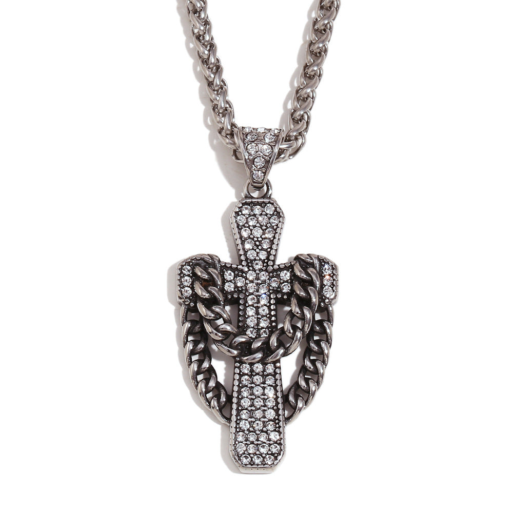 Minimalist Cross Pendant Necklace for Women Stainless Steel with 18K Gold Plating Geometric Design Adjustable Chain