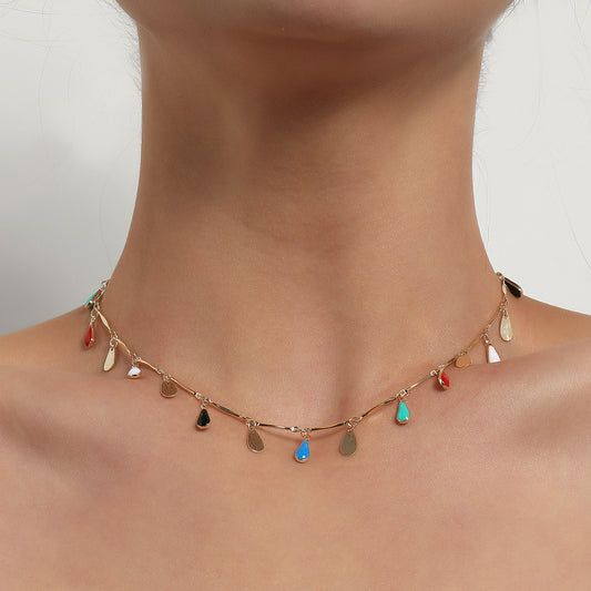 Collana con Pendente a Goccia Placcata in Lega dal Design Creativo da Donna
