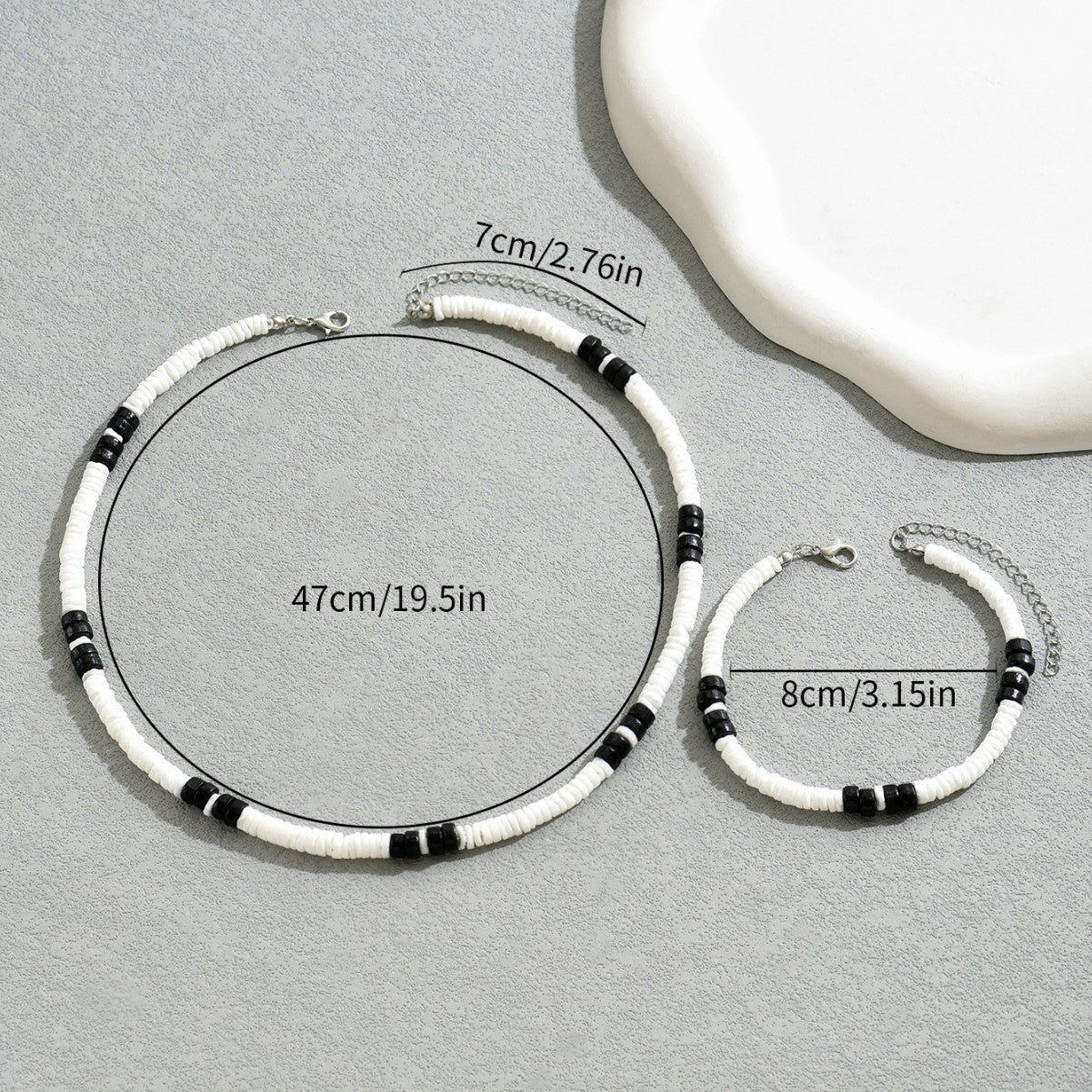 Conjunto de Pulsera y Collar Tejidos de Concha Geométrica para Mujer con Colgante de Nácar en Estilo Oficina a la Moda