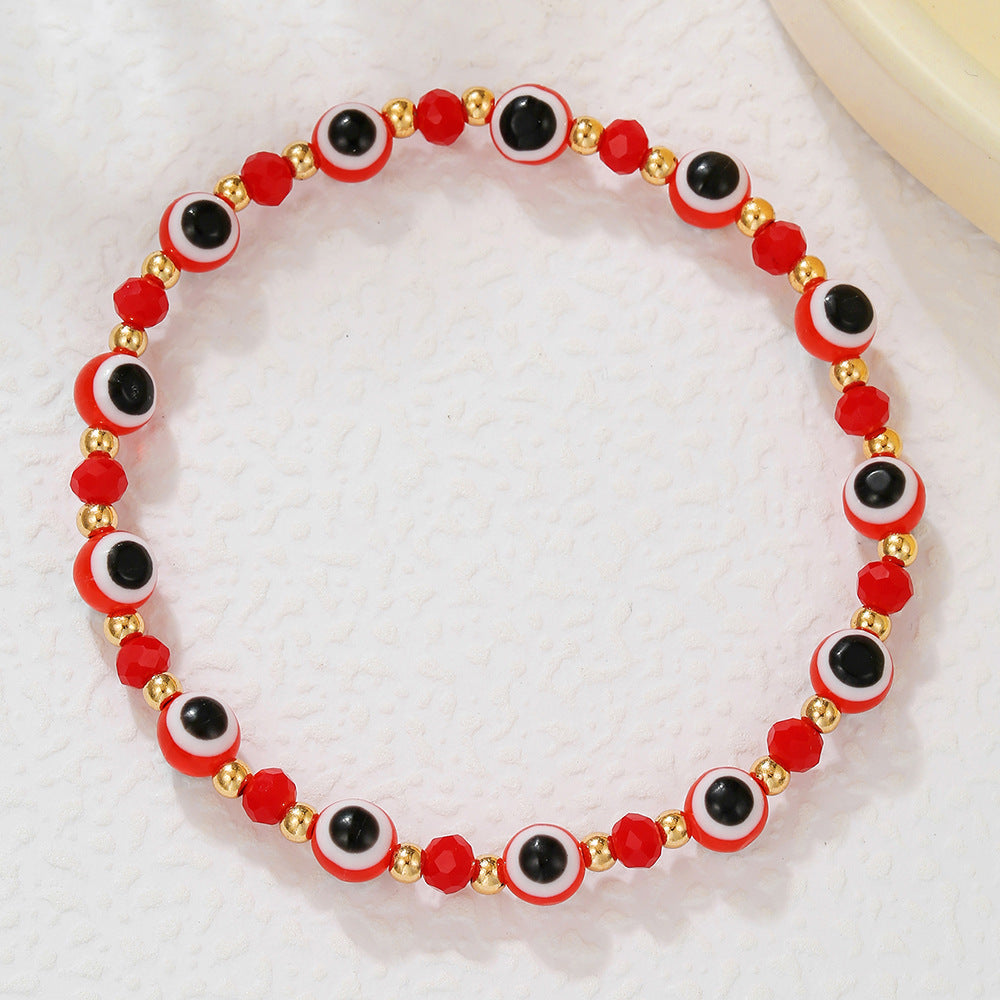 Bohemian Handmade Glass Bead Cross Bracelet with Pearl Adjustable Geometric Design for Women